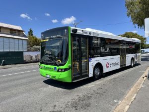 Thompson Bus Services 0080 at Bowen Hills Station.