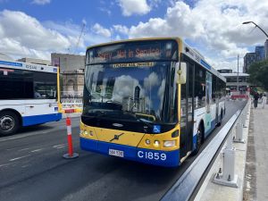 TFB1859 Volvo B7RLE departing Cultural Centre Out of Service.