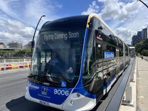 Brisbane Metro 9006 leaving Cultural Centre Station testing.