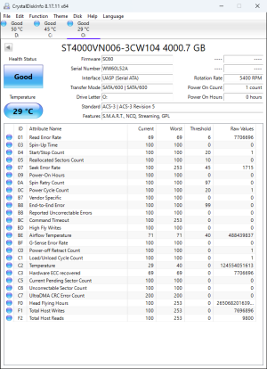 CrystalDiskInfo printout of SMART attributes from an ST4000VN006-3CW104.