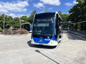 Brisbane Metro 9028 leaving UQ Lakes station testing.