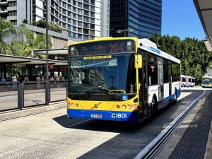 TFB1801 Volvo B7RLE arriving into South Bank Busway doing a 204 service.