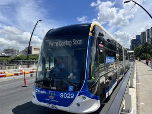 Brisbane Metro 9022 leaving Cultural Centre Station testing.