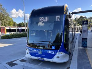 Brisbane Metro 9021 at UQ Lakes Station charging.